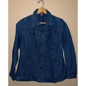 Jessica London VTG Denim Chore Coat Jacket Denim Plus Size 12W Blue Jean Cowgirl